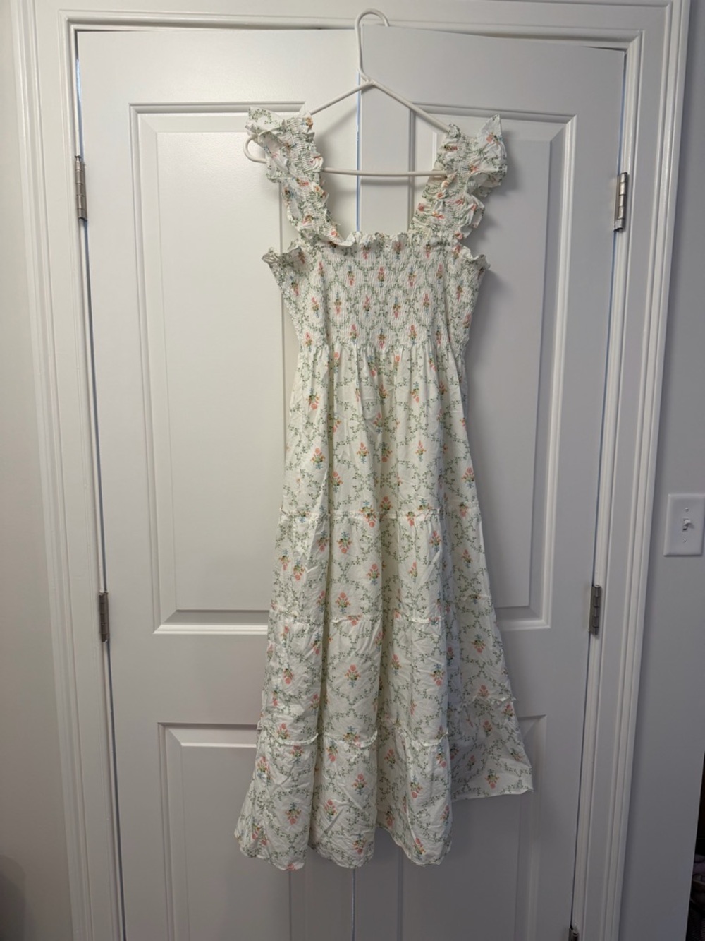 Hill House White Floral Nap Dress with Ruffle Straps